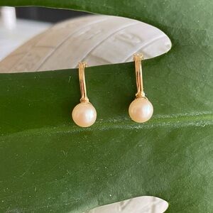 Vintage Monet Gold-tone Clip-on Earrings with Faux Pearls, NWOT